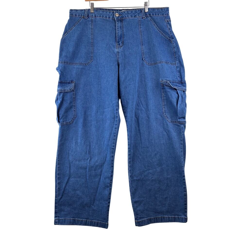 Wax Jean Collection Wide Leg Baggy Cargo Jeans Women's 20 Cotton Stretch Comfort